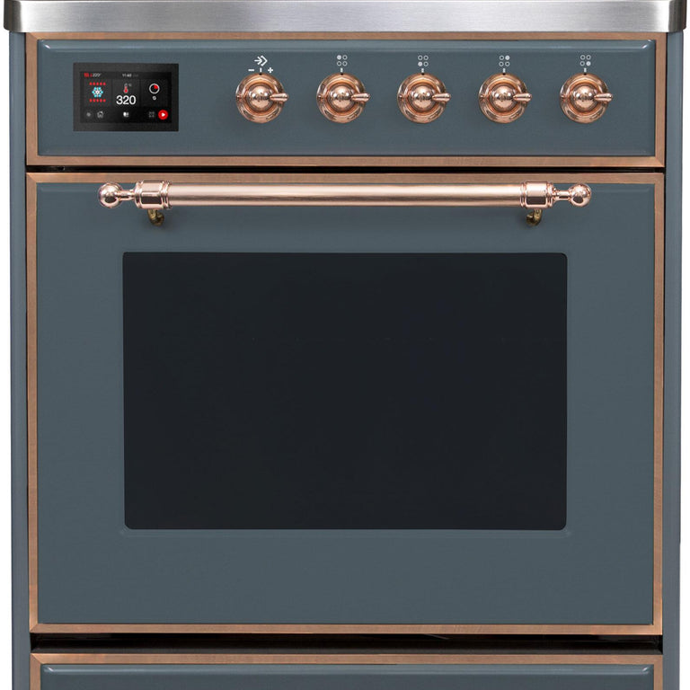 ILVE Majestic II 30" Induction Range in Blue Grey with Copper Trim, UMI30NE3BGP