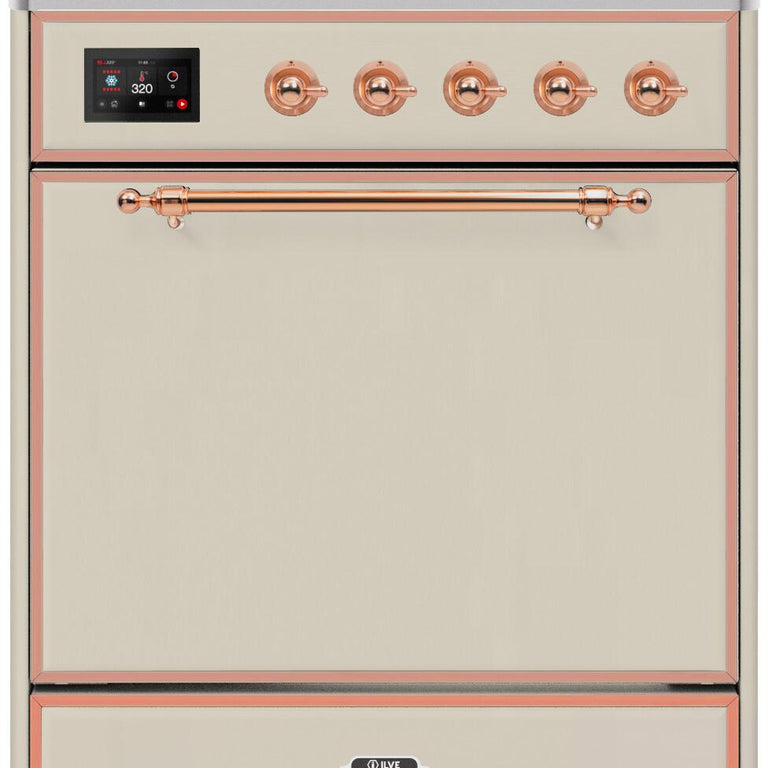 ILVE Majestic II 30" Induction Range in Antique White with Copper Trim, UMI30QNE3AWP