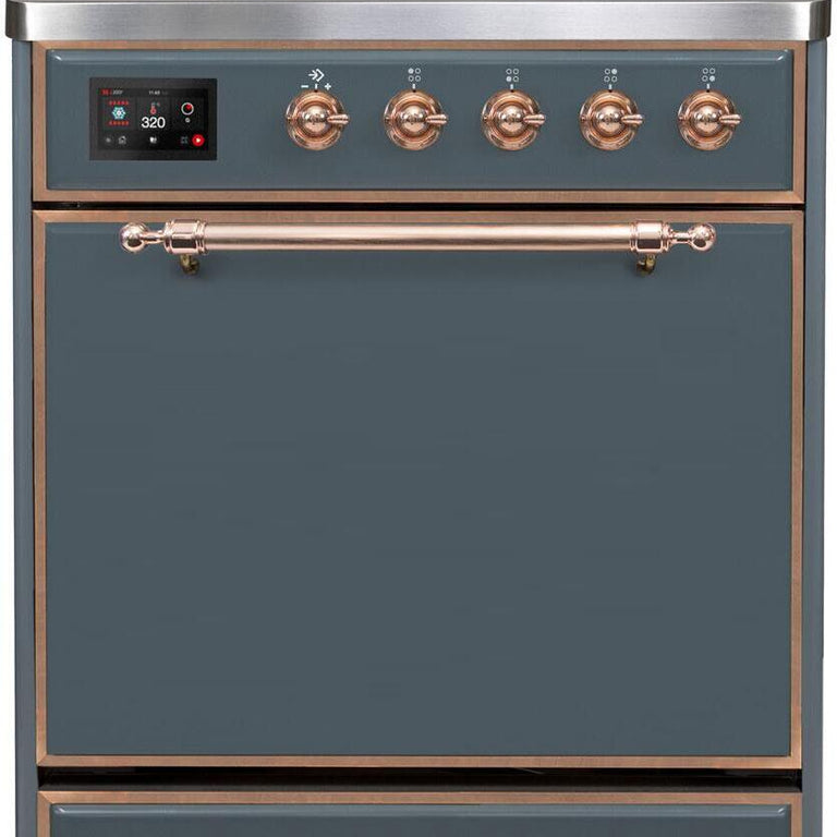 ILVE Majestic II 30" Induction Range in Blue Grey with Copper Trim, UMI30QNE3BGP