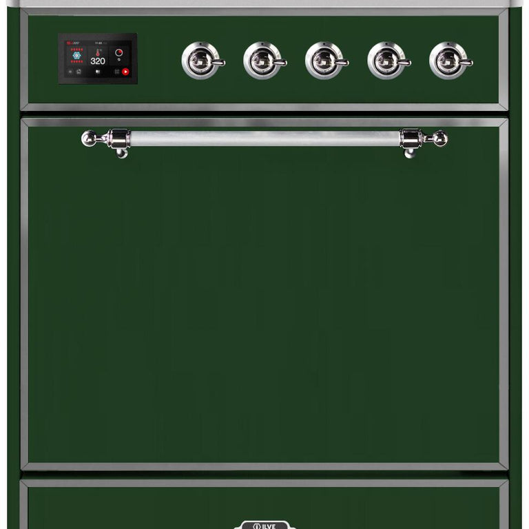 ILVE Majestic II 30" Induction Range in Emerald Green with Chrome Trim, UMI30QNE3EGC