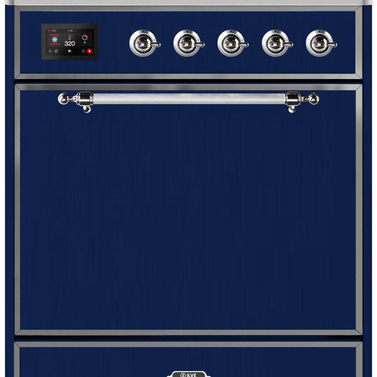 ILVE Majestic II 30" Induction Range in Midnight Blue with Chrome Trim, UMI30QNE3MBC