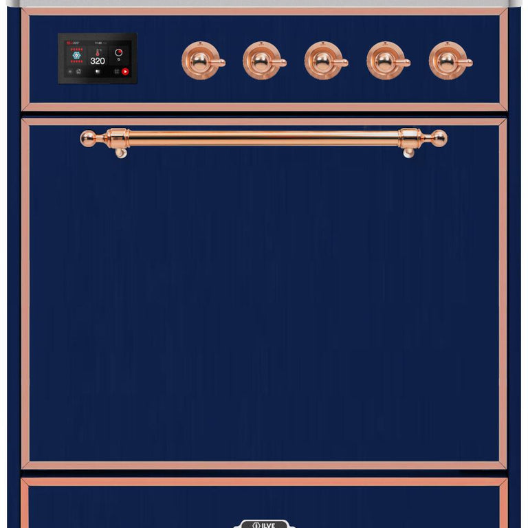 ILVE Majestic II 30" Induction Range in Midnight Blue with Copper Trim, UMI30QNE3MBP