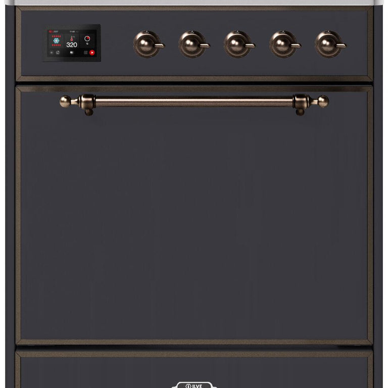 ILVE Majestic II 30" Induction Range in Matte Graphite with Bronze Trim, UMI30QNE3MGB