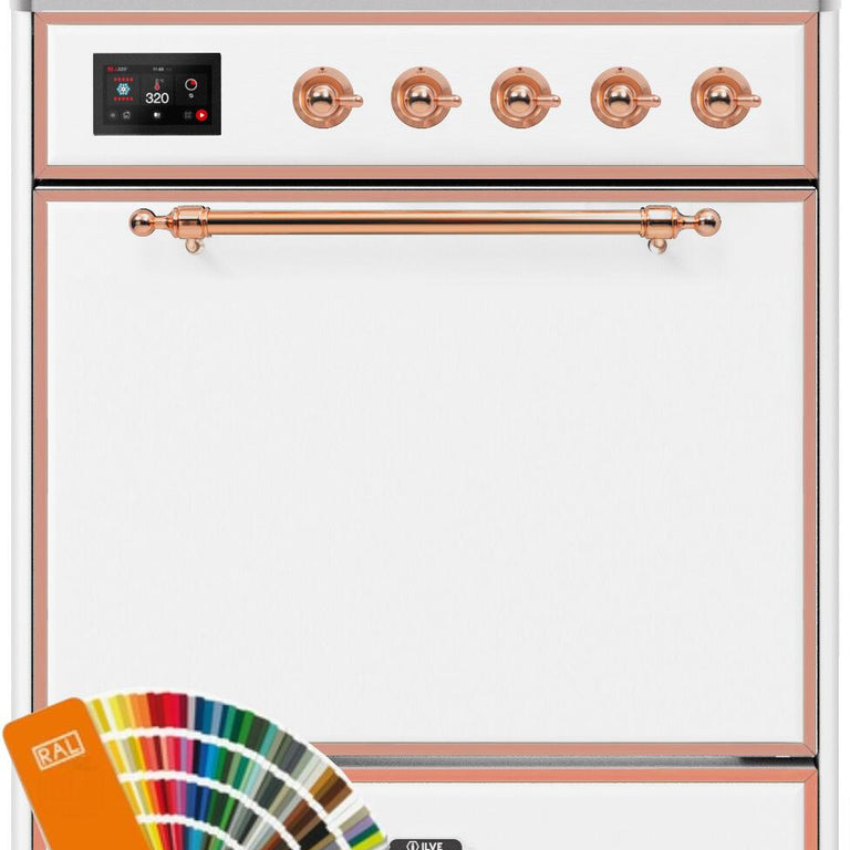 ILVE Majestic II 30" Induction Range in Custom RAL Color with Copper Trim, UMI30QNE3RALP