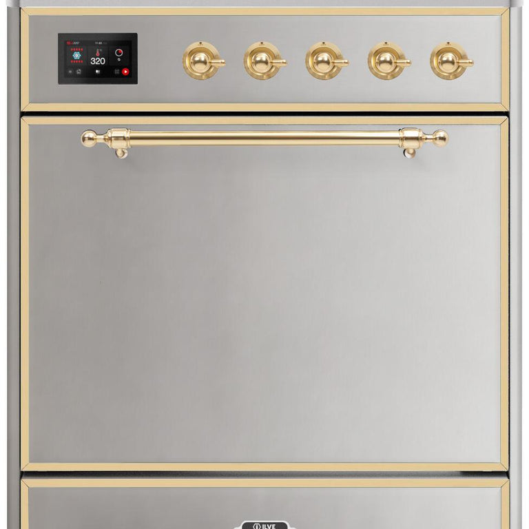ILVE Majestic II 30" Induction Range in Stainless Steel with Brass Trim, UMI30QNE3SSG