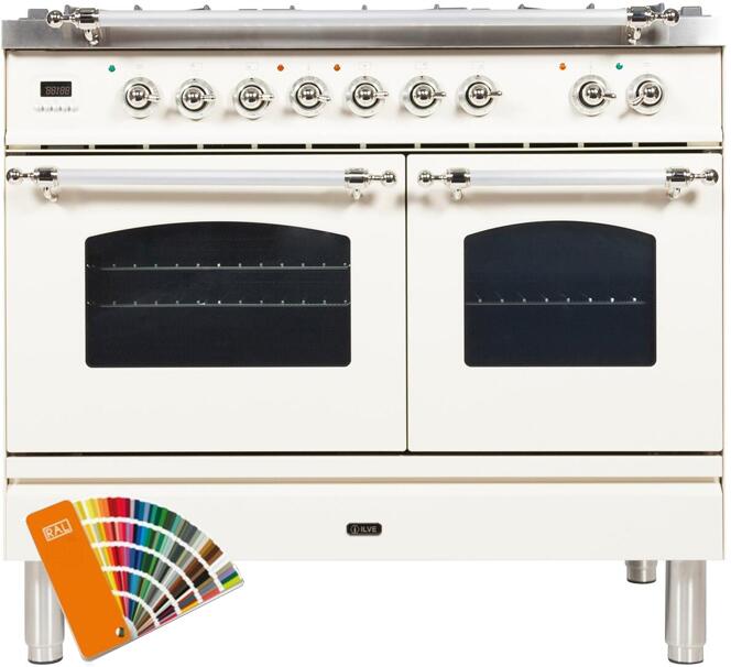 ILVE Nostalgie 40" Natural Gas Burner, Electric Oven Range in Custom RAL Color with Chrome Trim, UPDN100FDMPRALXNG