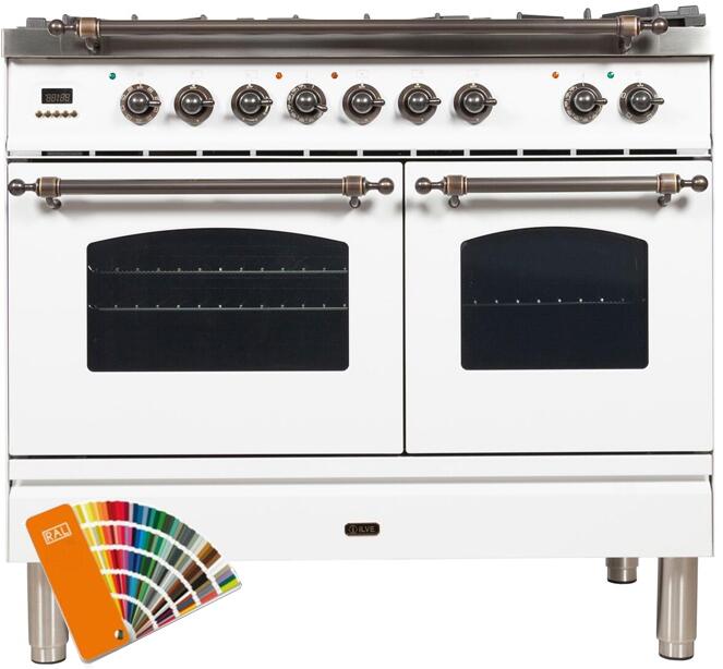 ILVE Nostalgie 40" Natural Gas Burner, Electric Oven Range in Custom RAL Color with Bronze Trim, UPDN100FDMPRALYNG