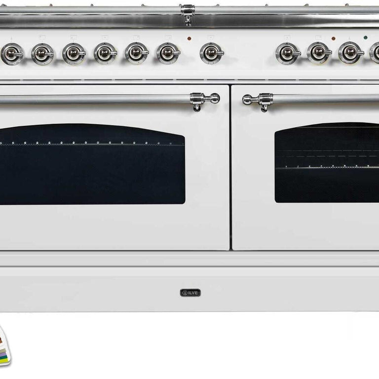 ILVE Nostalgie 60" Natural Gas Burner, Electric Oven Range in Custom RAL Color with Chrome Trim, UPN150FDMPRALXNG