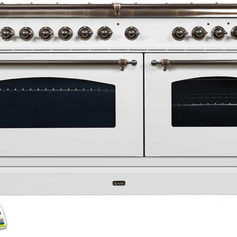 ILVE Nostalgie 60" Natural Gas Burner, Electric Oven Range in Custom RAL Color with Bronze Trim, UPN150FDMPRALYNG