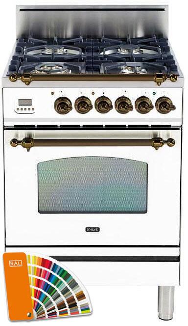 ILVE Nostalgie 24" Natural Gas Range in Custom RAL Color with Bronze Trim, UPN60DVGGRALYNG