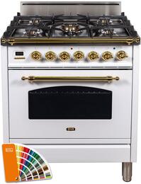 ILVE Nostalgie 30" Natural Gas Range in Custom RAL Color with Brass Trim, UPN76DVGGRALNG