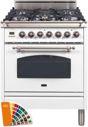 ILVE Nostalgie 30" Natural Gas Range in Custom RAL Color with Bronze Trim, UPN76DVGGRALYNG