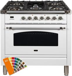 ILVE Nostalgie 36" Natural Gas Burner, Electric Oven Range in Custom RAL Color with Chrome Trim, UPN90FDMPRALXNG