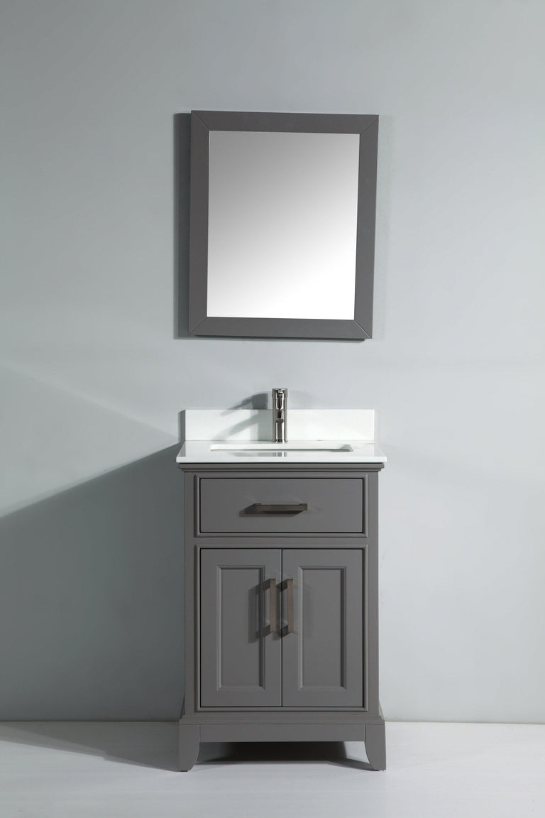Vanity Art 24 in. Single Sink Vanity & Mirror - Grey, VA1024G