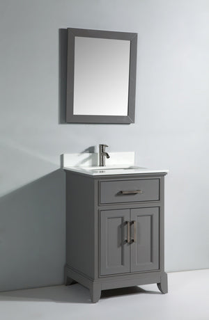 Vanity Art 24 in. Single Sink Vanity & Mirror - Grey, VA1024G