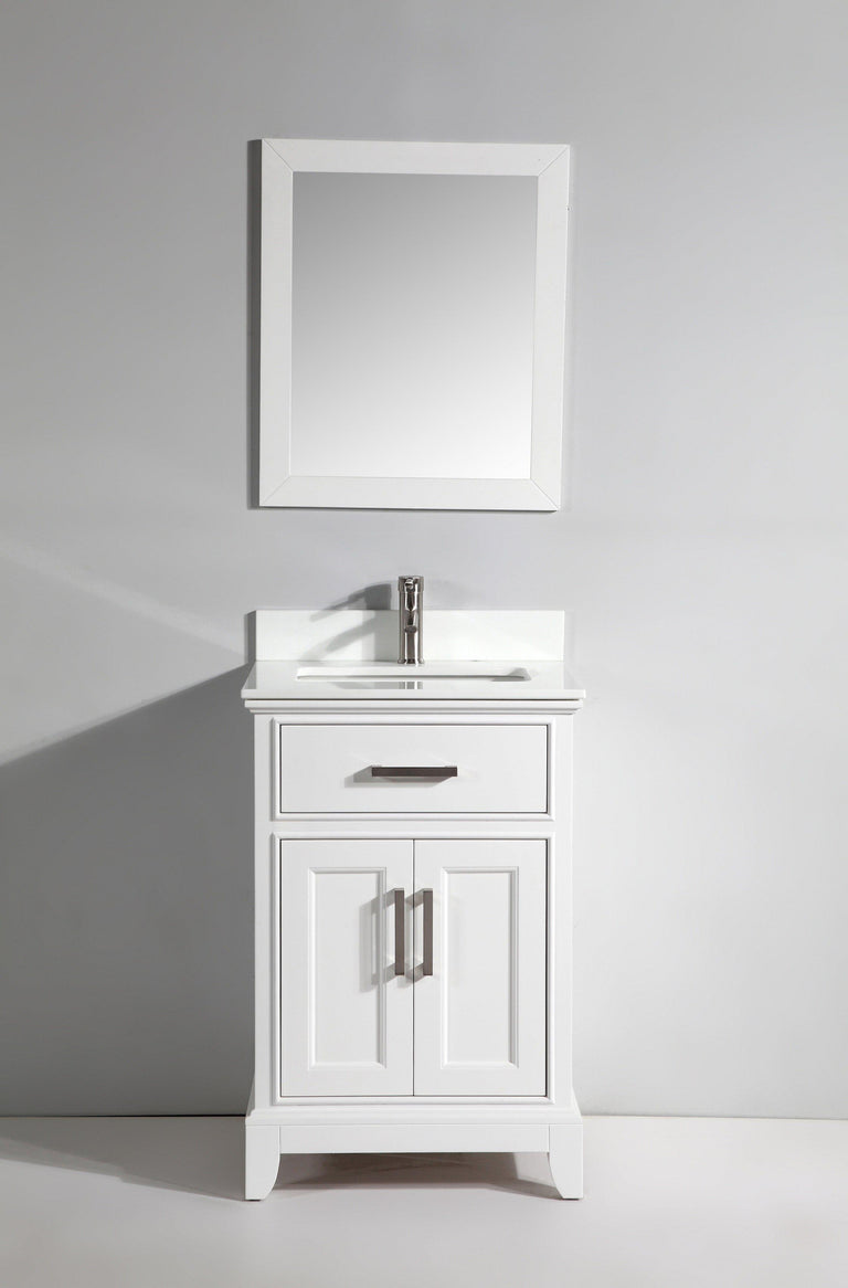 Vanity Art 24 in. Single Sink Vanity & Mirror - White, VA1024W