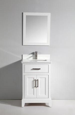 Vanity Art 24 in. Single Sink Vanity & Mirror - White, VA1024W