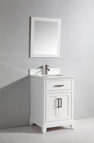 Vanity Art 24 in. Single Sink Vanity & Mirror - White, VA1024W