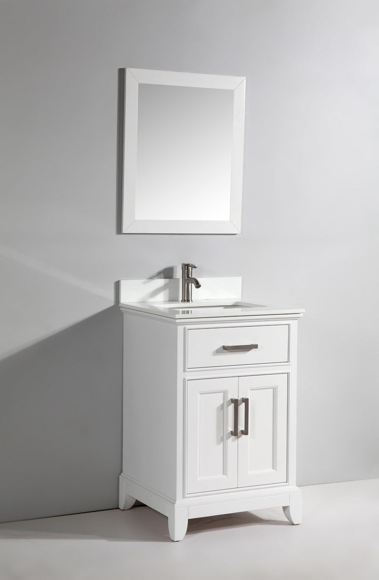 Vanity Art 24 in. Single Sink Vanity & Mirror - White, VA1024W