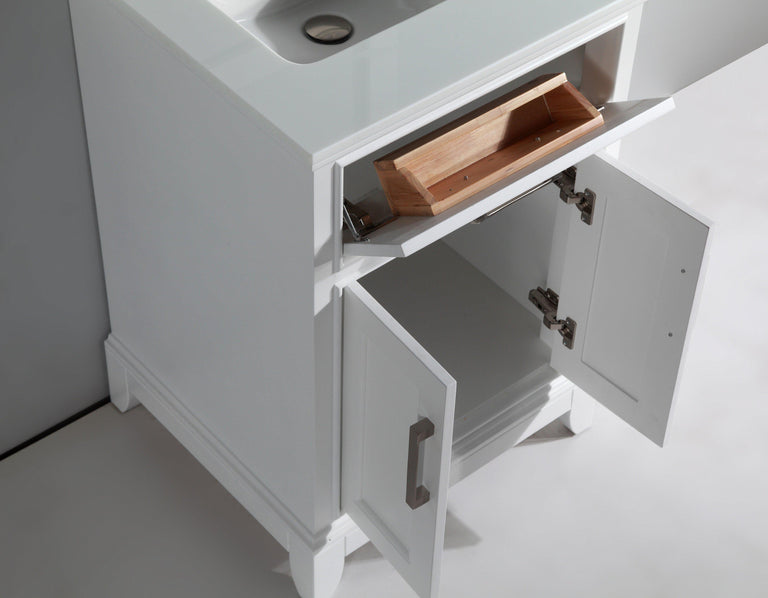 Vanity Art 24 in. Single Sink Vanity & Mirror - White, VA1024W