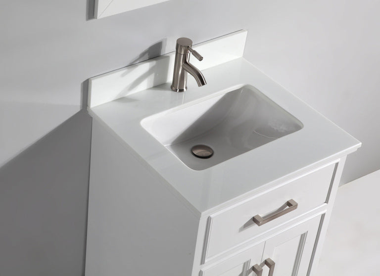 Vanity Art 24 in. Single Sink Vanity & Mirror - White, VA1024W