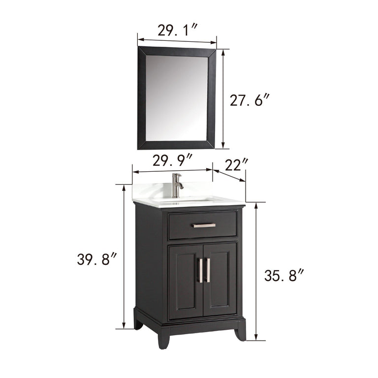 Vanity Art 30 in. Single Sink Vanity & Mirror - Grey, VA1030G