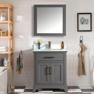 Vanity Art 30 in. Single Sink Vanity & Mirror - Grey, VA1030G