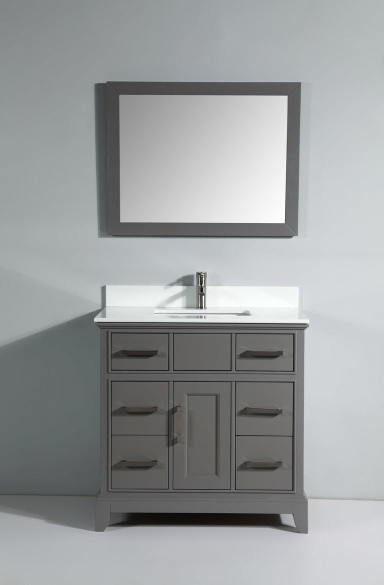 Vanity Art 36 in. Single Sink Vanity & Mirror - Grey, VA1036G