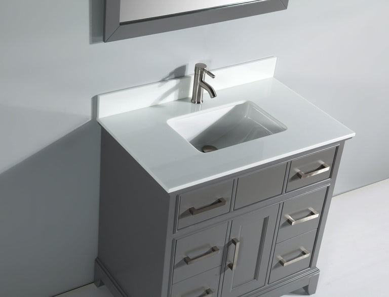 Vanity Art 36 in. Single Sink Vanity & Mirror - Grey, VA1036G