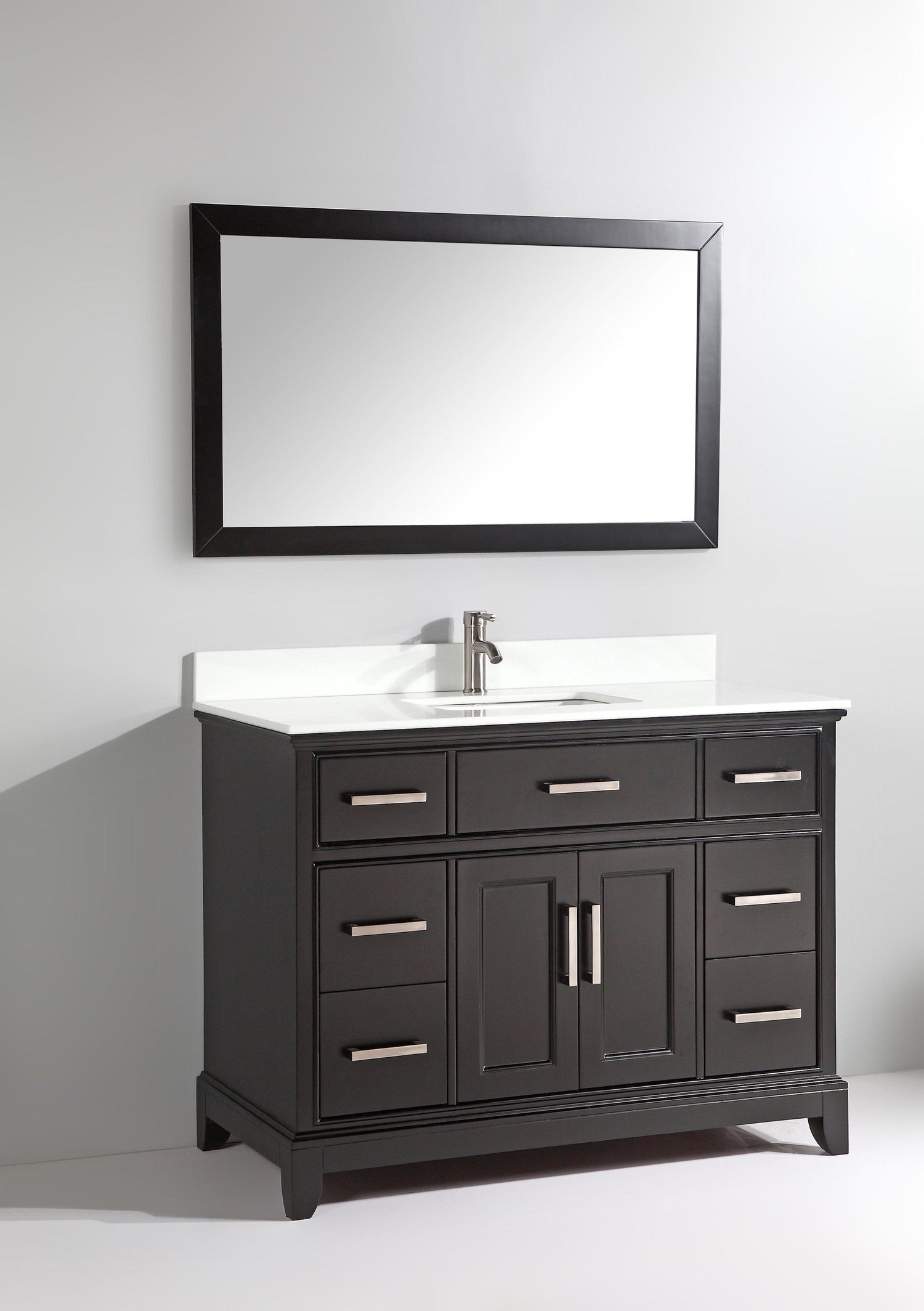 Genoa 48 in. W x 22 in. D x 36 in. H Vanity in Espresso with Single Basin Vanity Top in White Phoenix Stone and Mirror
