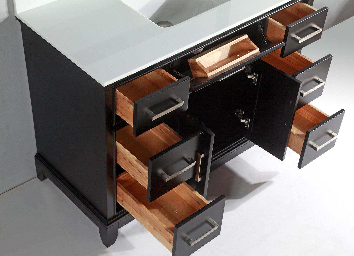 Genoa 48 in. W x 22 in. D x 36 in. H Vanity in Espresso with Single Basin Vanity Top in White Phoenix Stone and Mirror