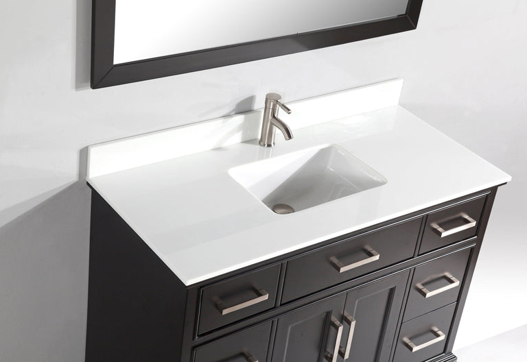 Genoa 48 in. W x 22 in. D x 36 in. H Vanity in Espresso with Single Basin Vanity Top in White Phoenix Stone and Mirror