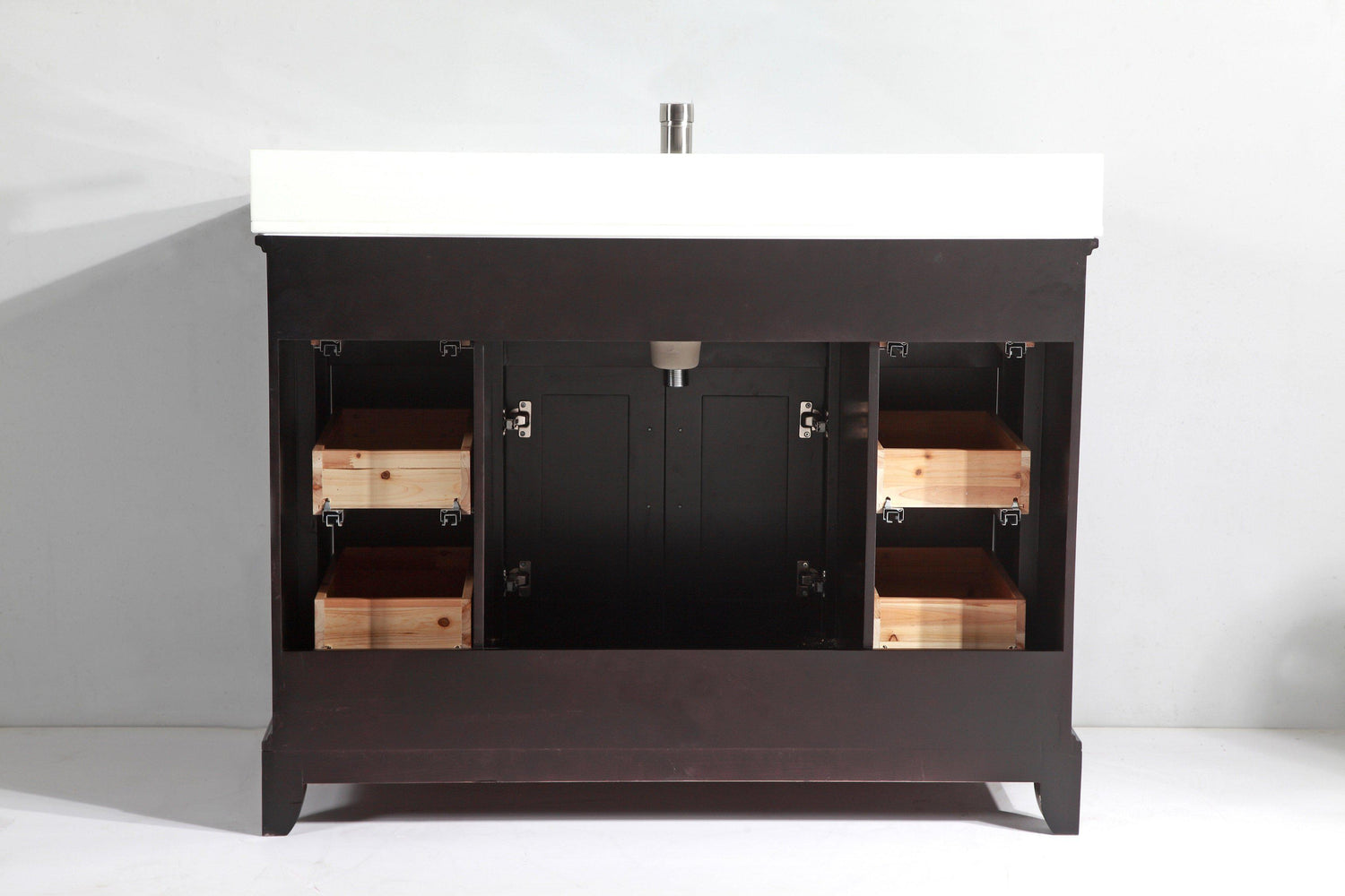 Genoa 48 in. W x 22 in. D x 36 in. H Vanity in Espresso with Single Basin Vanity Top in White Phoenix Stone and Mirror