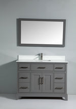 Genoa 48 in. W x 22 in. D x 36 in. H Vanity in Grey with Single Basin Vanity Top in White Phoenix Stone and Mirror