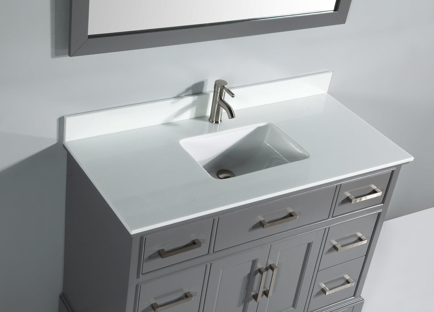 Genoa 48 in. W x 22 in. D x 36 in. H Vanity in Grey with Single Basin Vanity Top in White Phoenix Stone and Mirror