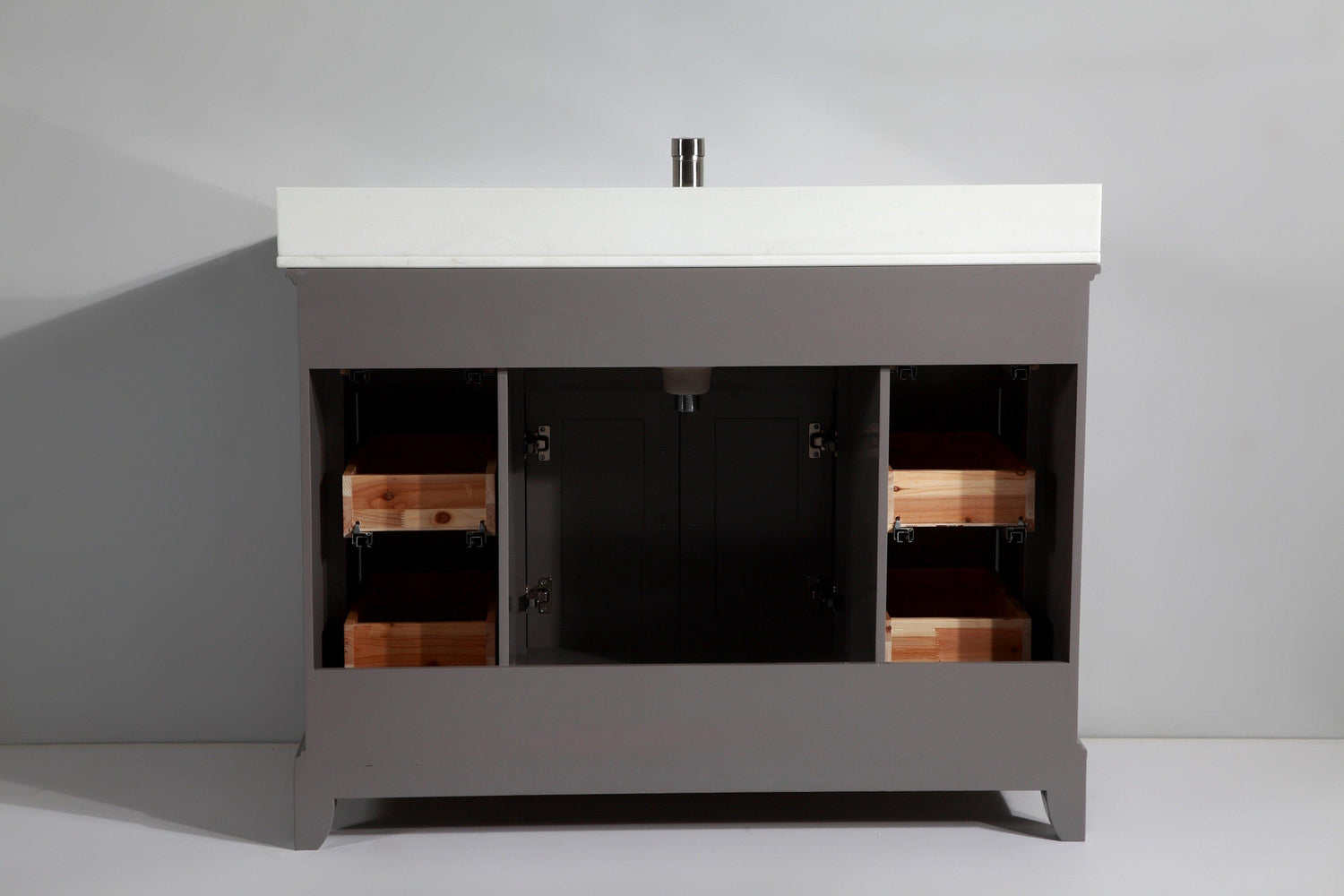 Genoa 48 in. W x 22 in. D x 36 in. H Vanity in Grey with Single Basin Vanity Top in White Phoenix Stone and Mirror