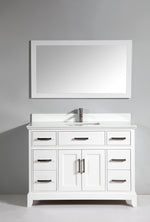 Genoa 48 in. W x 22 in. D x 36 in. H Vanity in White with Single Basin Vanity Top in White Phoenix Stone and Mirror