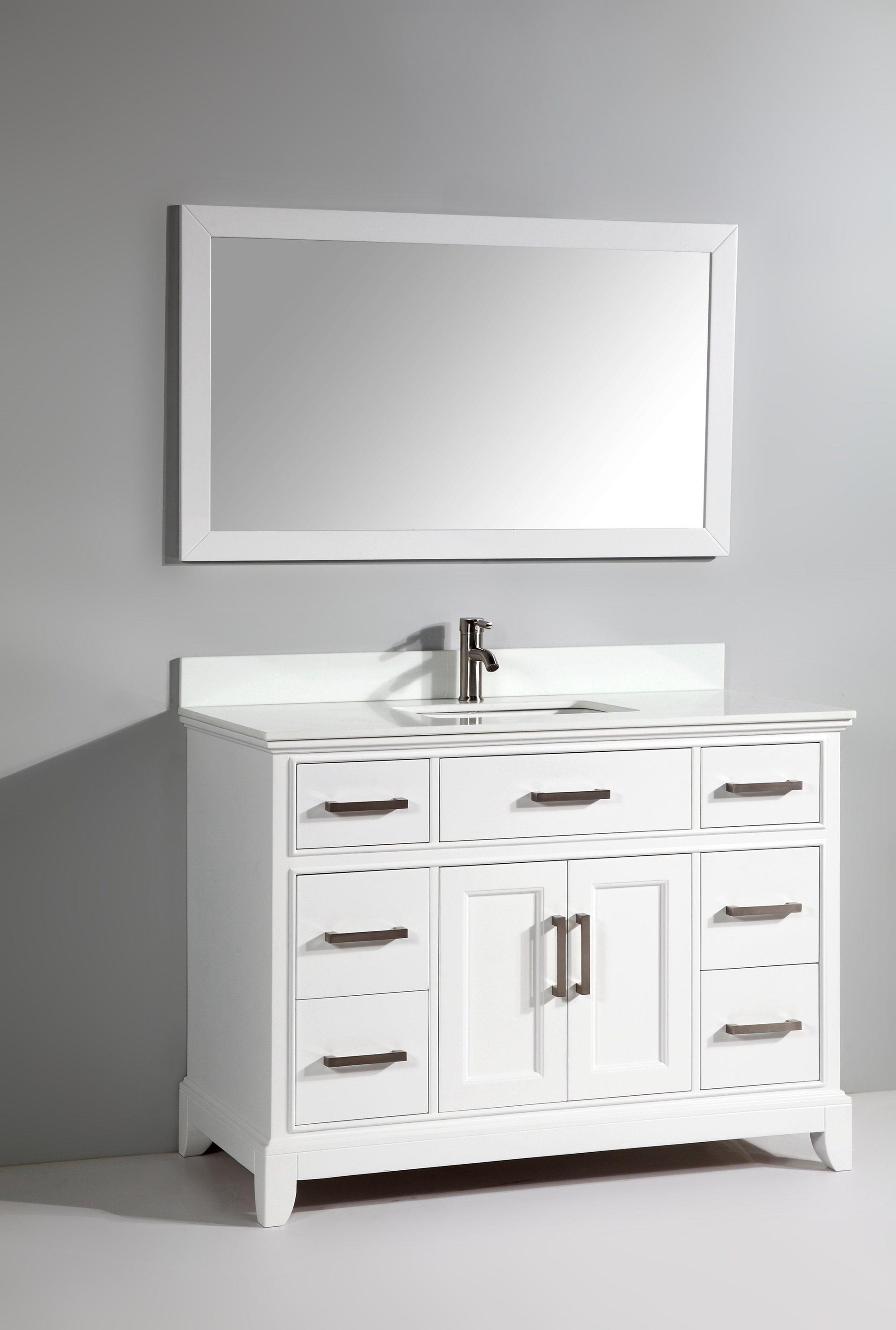 Genoa 48 in. W x 22 in. D x 36 in. H Vanity in White with Single Basin Vanity Top in White Phoenix Stone and Mirror
