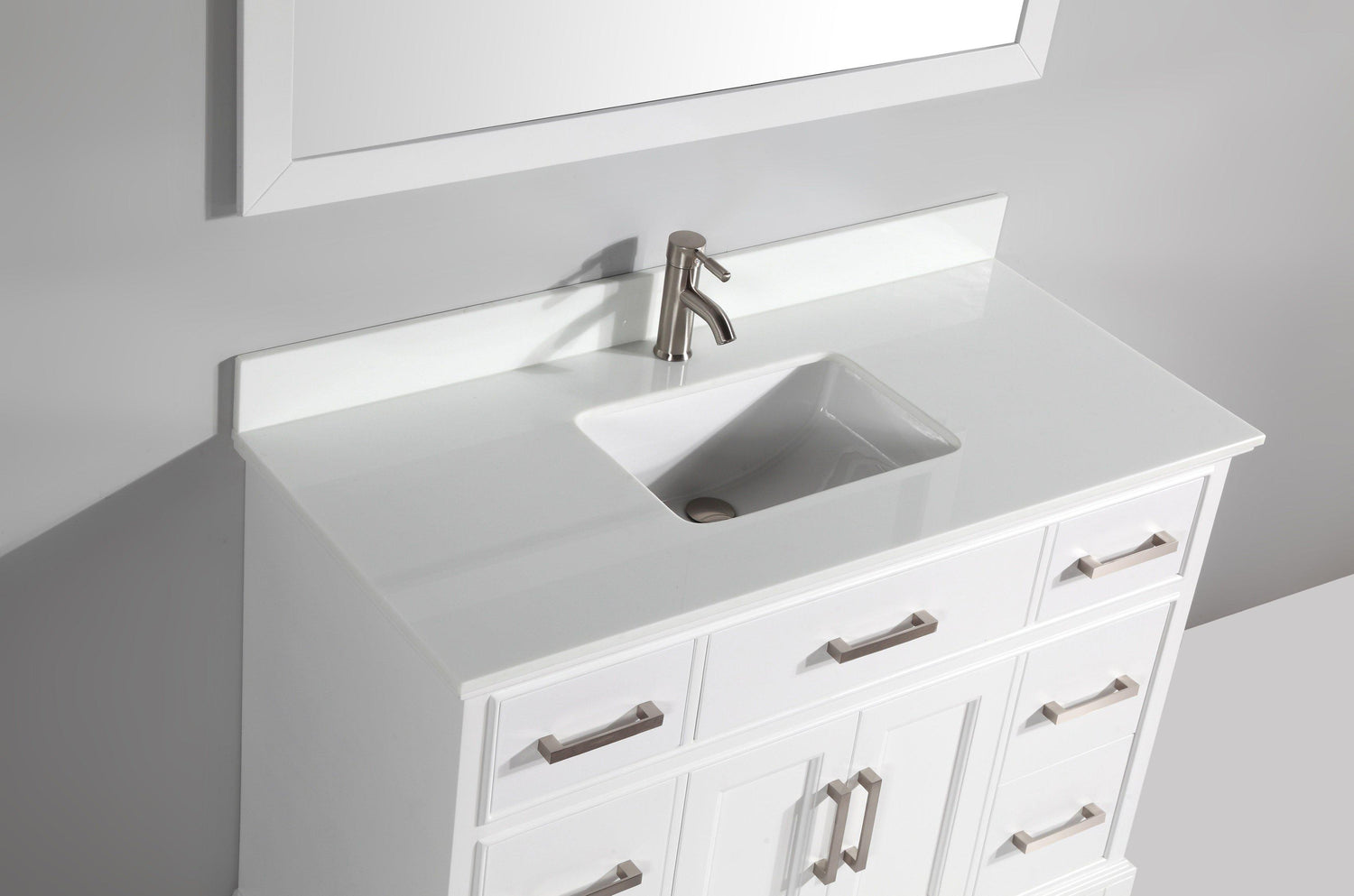 Genoa 48 in. W x 22 in. D x 36 in. H Vanity in White with Single Basin Vanity Top in White Phoenix Stone and Mirror