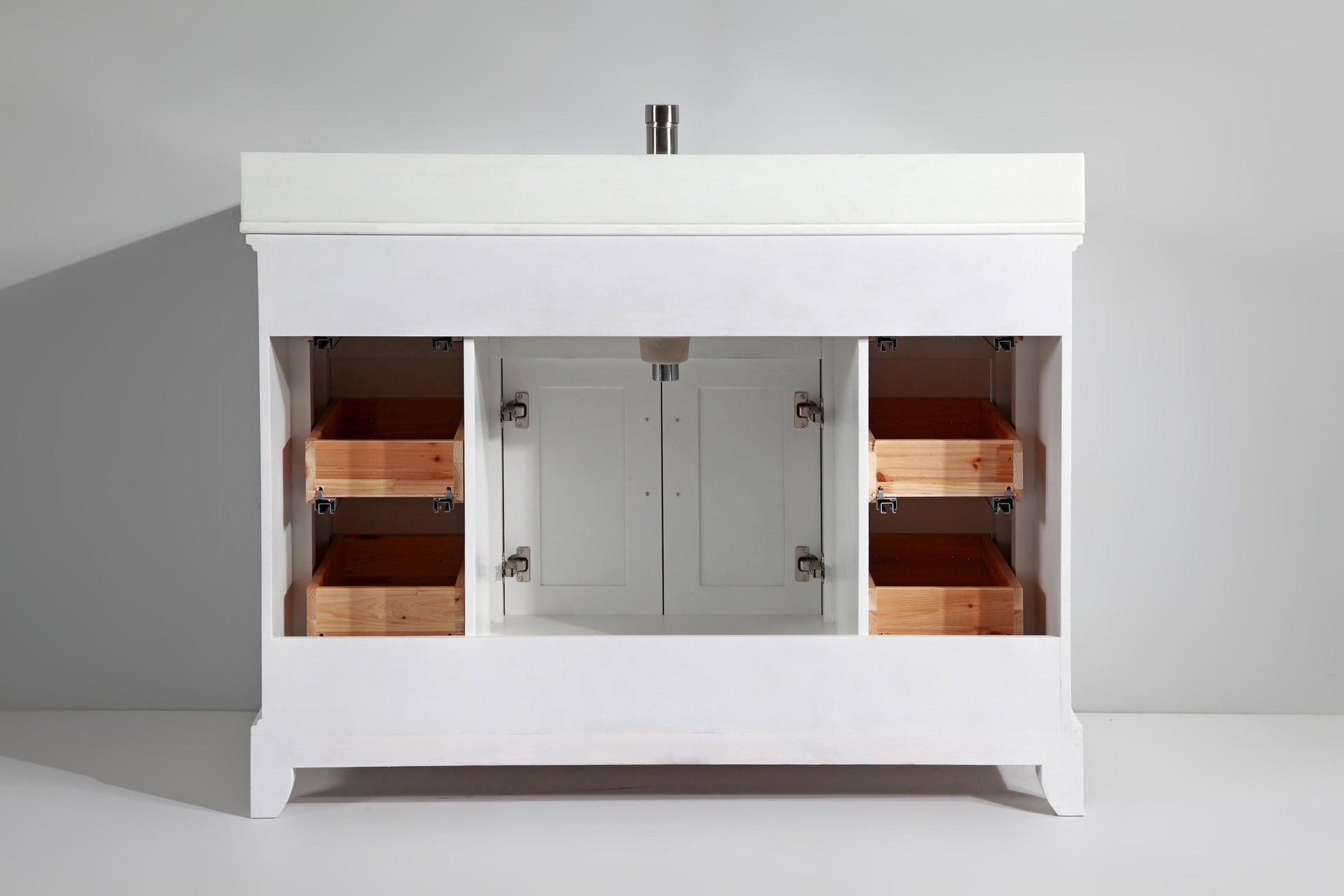 Genoa 48 in. W x 22 in. D x 36 in. H Vanity in White with Single Basin Vanity Top in White Phoenix Stone and Mirror