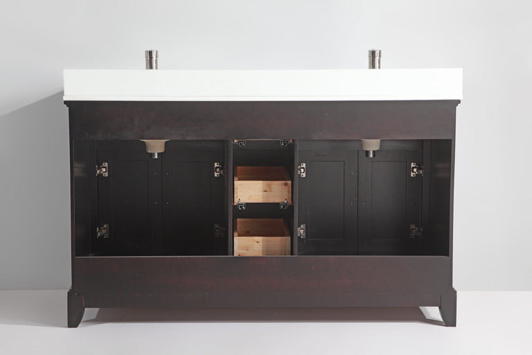Genoa 60 in. W x 22 in. D x 36 in. H Bath Vanity in Espresso with Vanity Top in White with White Basin and Mirror