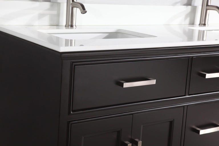 Genoa 60 in. W x 22 in. D x 36 in. H Bath Vanity in Espresso with Vanity Top in White with White Basin and Mirror