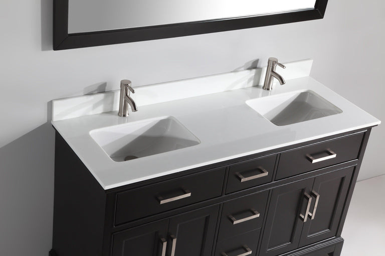 Genoa 60 in. W x 22 in. D x 36 in. H Bath Vanity in Espresso with Vanity Top in White with White Basin and Mirror