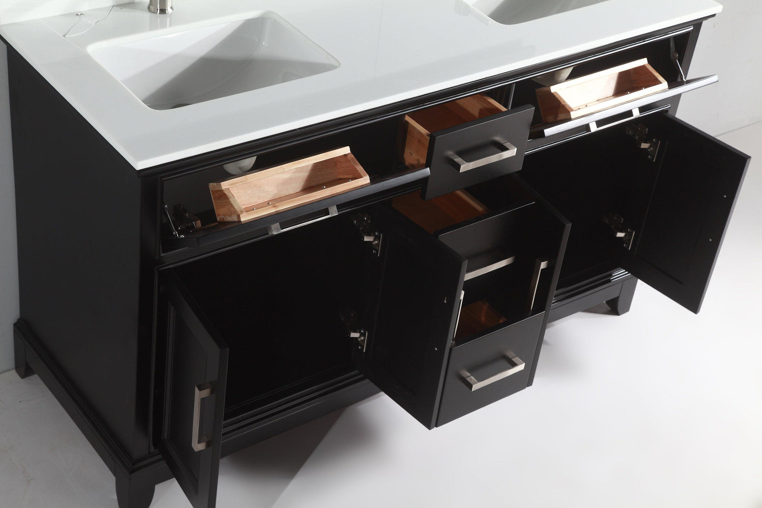 Genoa 60 in. W x 22 in. D x 36 in. H Bath Vanity in Espresso with Vanity Top in White with White Basin and Mirror