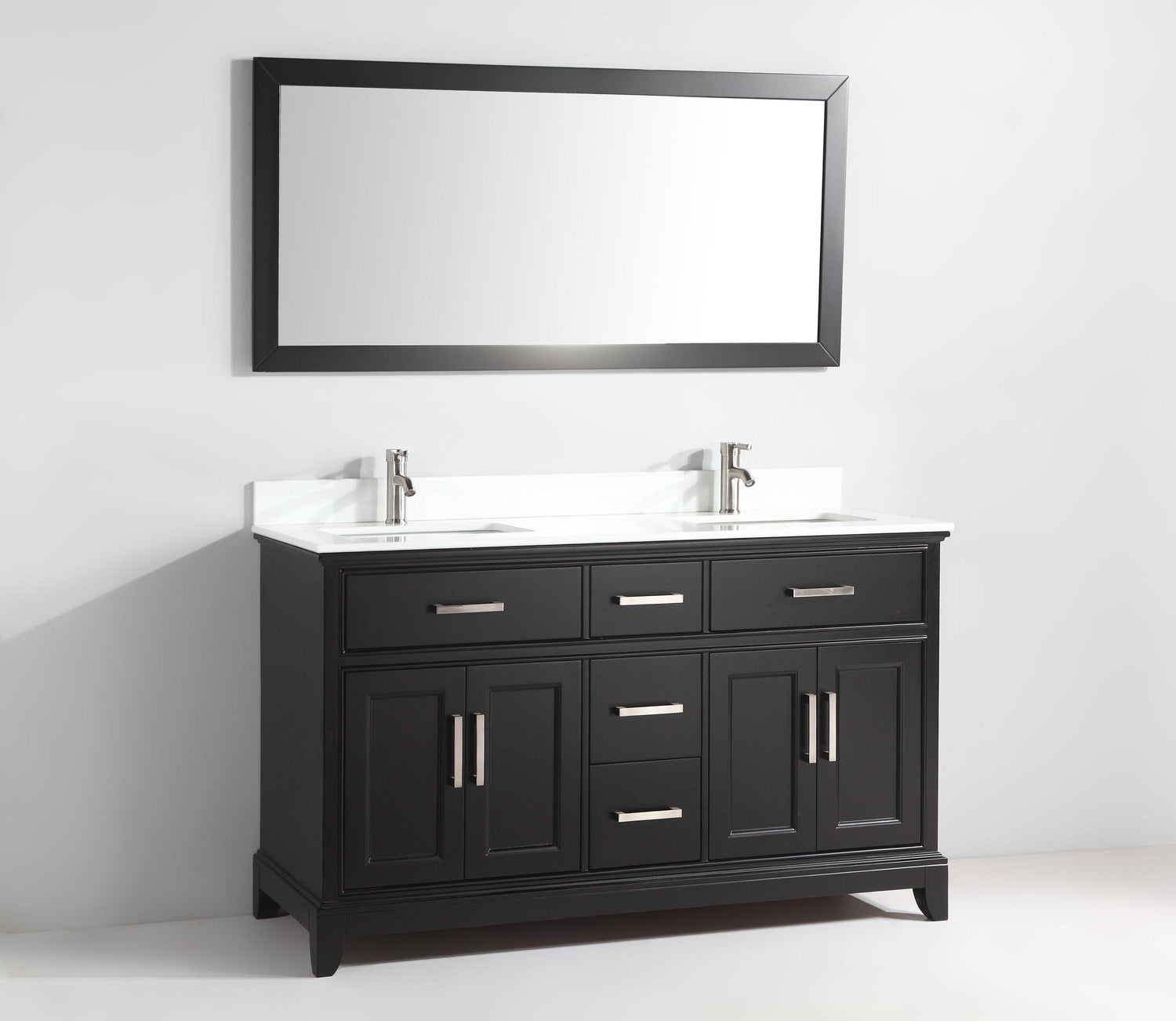 Genoa 60 in. W x 22 in. D x 36 in. H Bath Vanity in Espresso with Vanity Top in White with White Basin and Mirror
