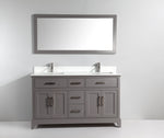 Genoa 60 in. W x 22 in. D x 36 in. H Bath Vanity in Grey with Vanity Top in White with White Basin and Mirror