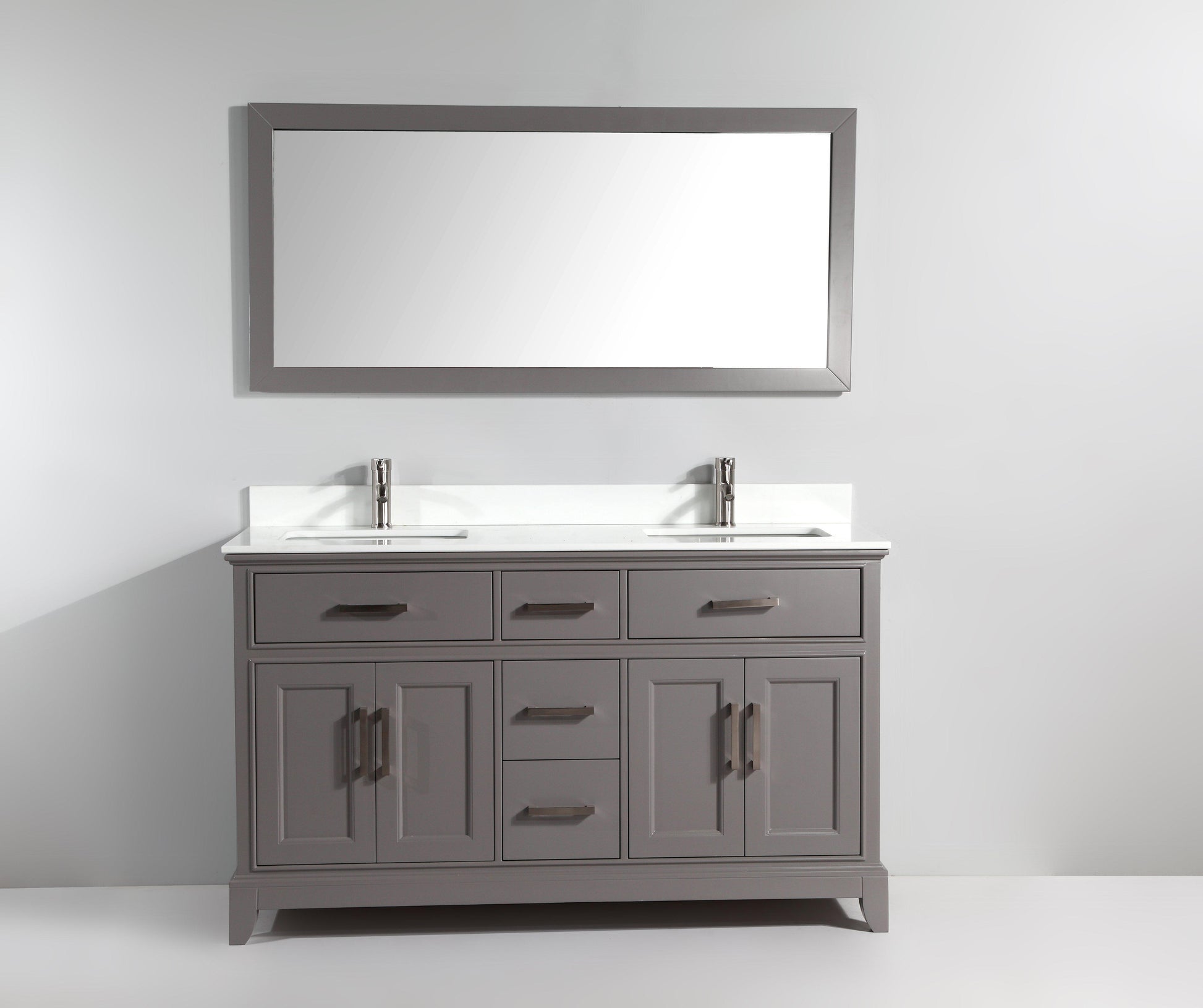 Genoa 60 in. W x 22 in. D x 36 in. H Bath Vanity in Grey with Vanity Top in White with White Basin and Mirror