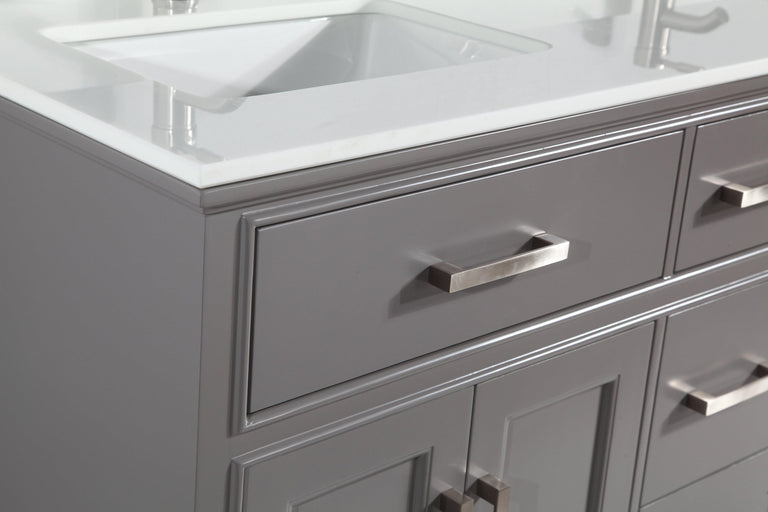 Genoa 60 in. W x 22 in. D x 36 in. H Bath Vanity in Grey with Vanity Top in White with White Basin and Mirror
