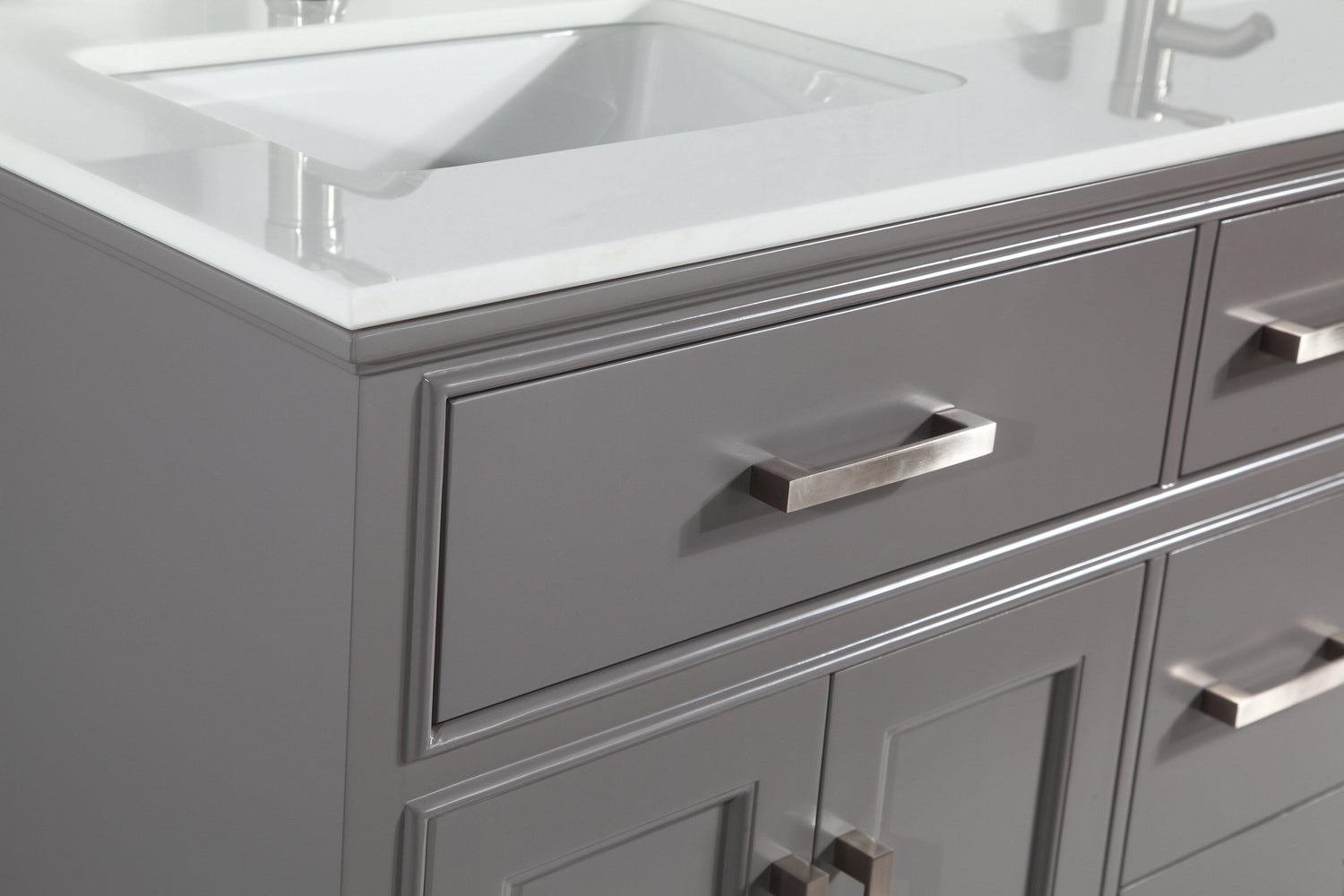 Genoa 60 in. W x 22 in. D x 36 in. H Bath Vanity in Grey with Vanity Top in White with White Basin and Mirror