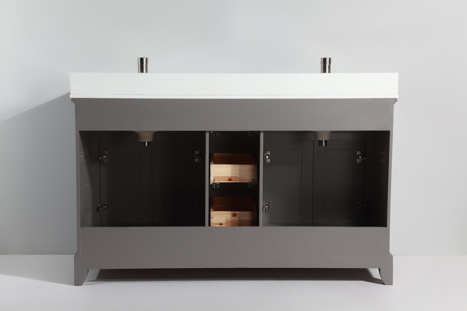 Genoa 60 in. W x 22 in. D x 36 in. H Bath Vanity in Grey with Vanity Top in White with White Basin and Mirror